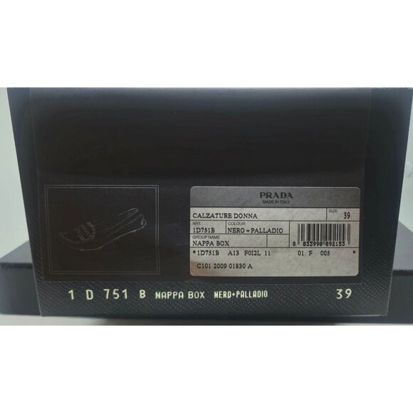 Prada Womens Black Leather Studded Loafers Size 39 original box - Picture 8 of 9